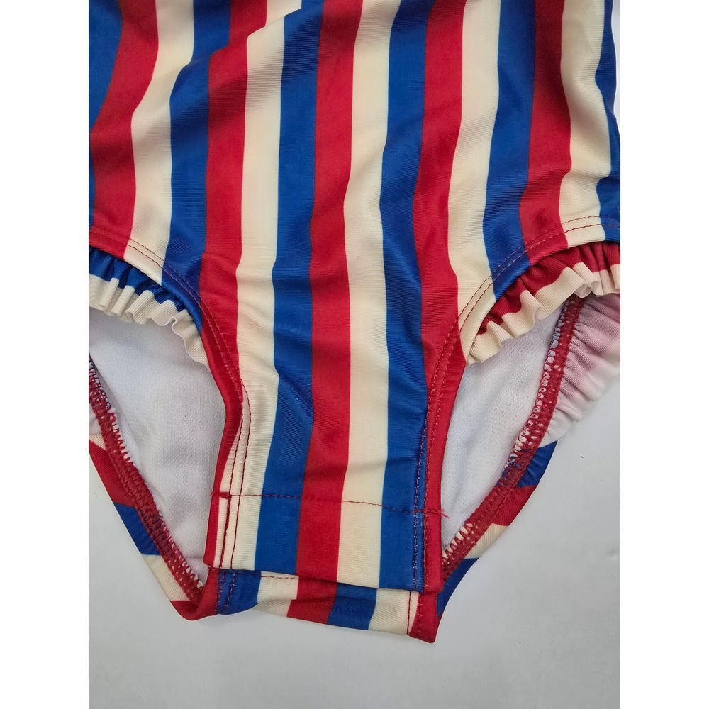 Cat & Jack Girls One Piece Swimsuit Red White Blue Striped UPF 50+ NWT 0-3M - Picture 5 of 8